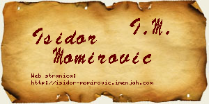 Isidor Momirović vizit kartica